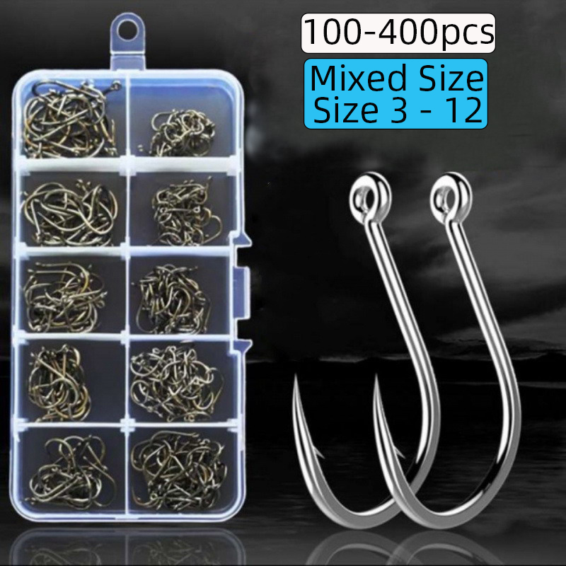 100-400pc/Box 3#-12# Carp Fish - Fishing Hook Circle recension och pris