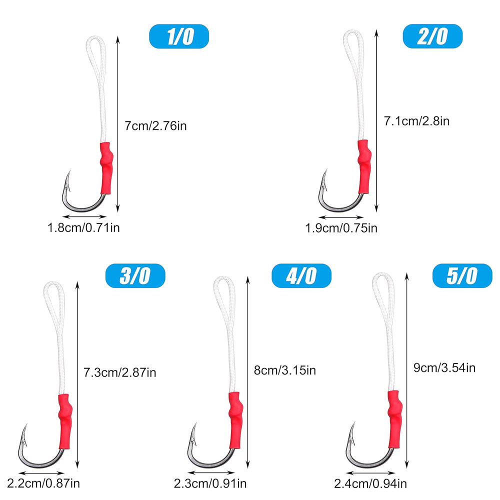 5Pcs 1/0-10/0 Slow jig assist  - Fishing Hook Size recension och pris