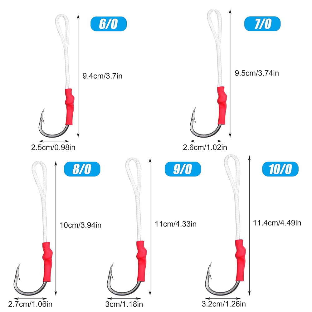 5Pcs 1/0-10/0 Slow jig assist  - Fishing Hook Size recension och pris