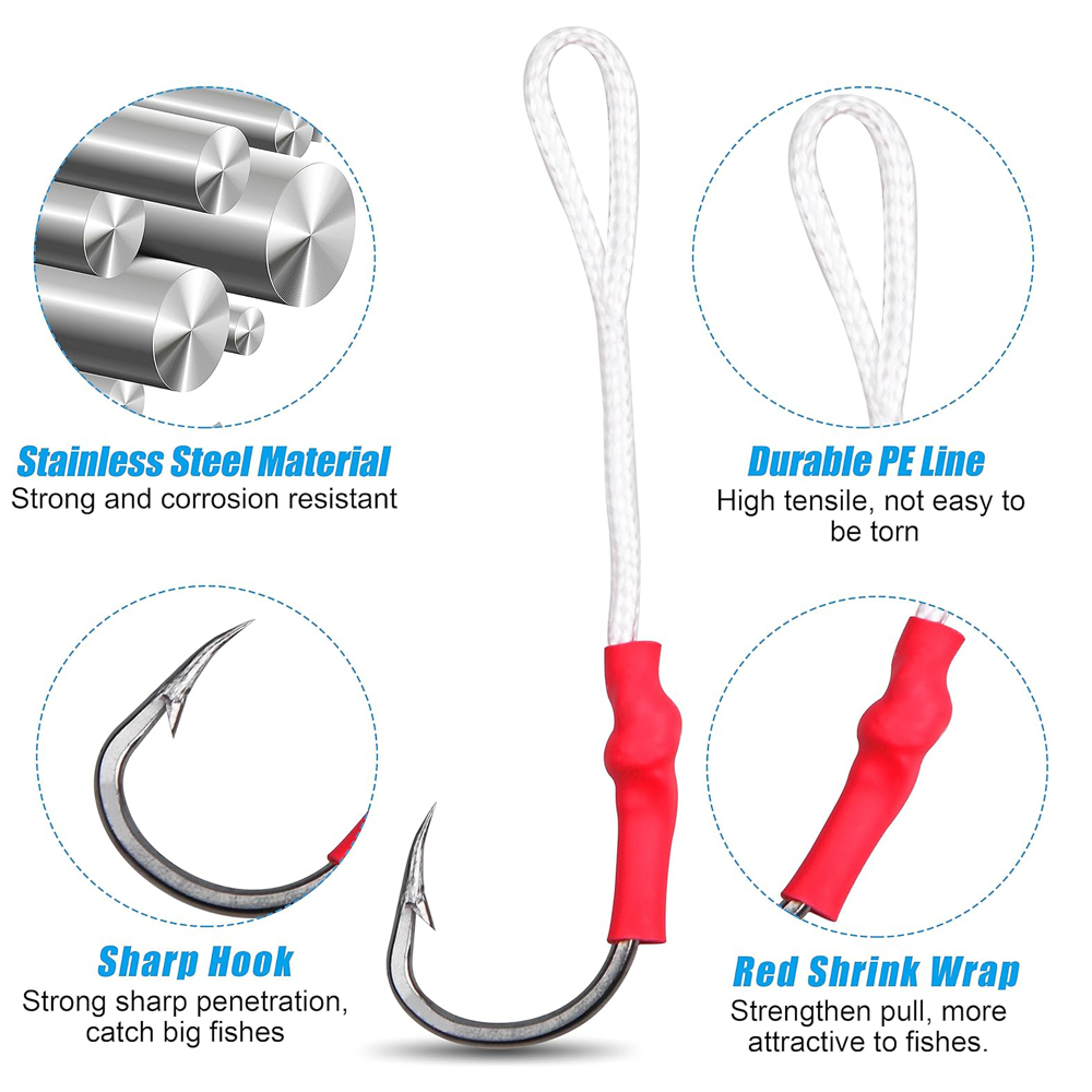 5Pcs 1/0-10/0 Slow jig assist  - Fishing Hook Size recension och pris