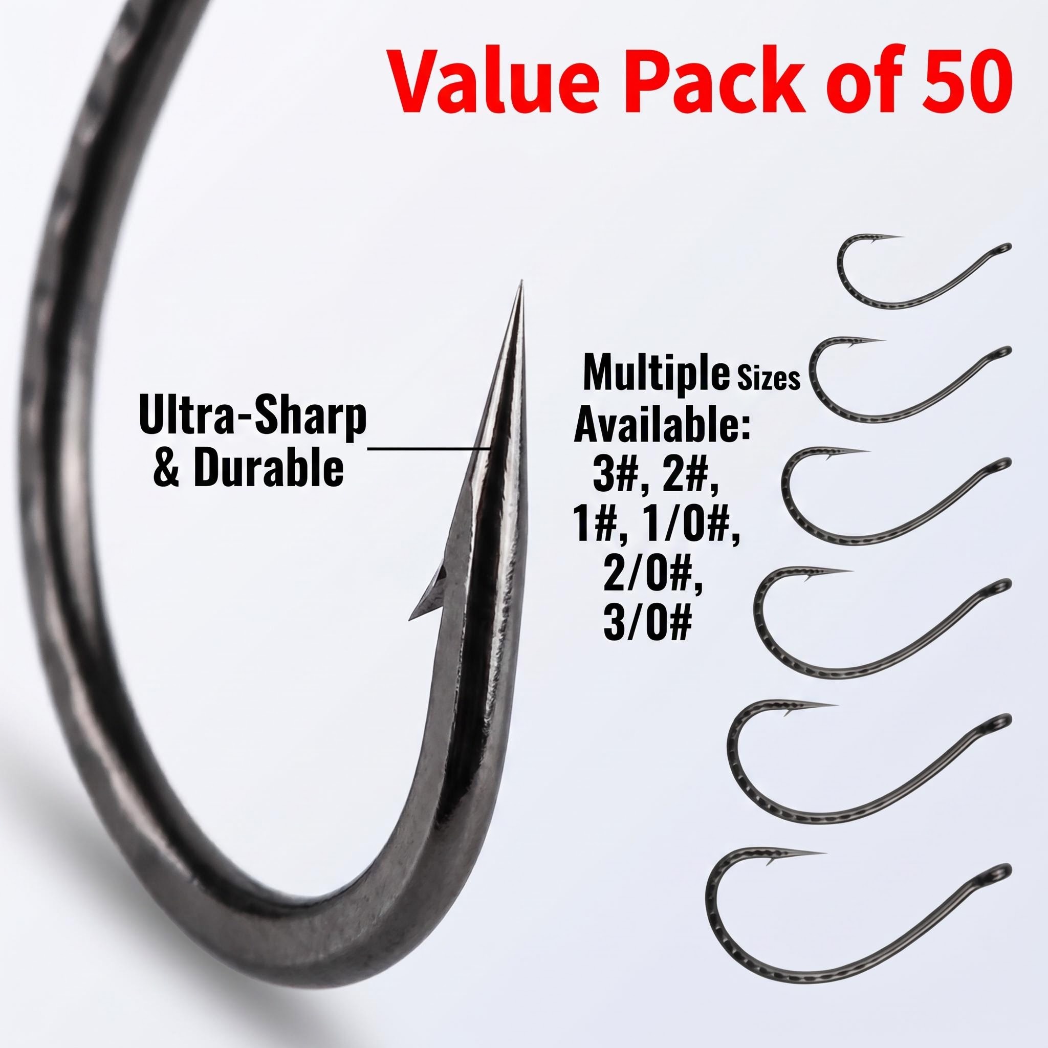 50pcs High Carbon Steel Wacky  - Fishing Hook Barbless recension och pris