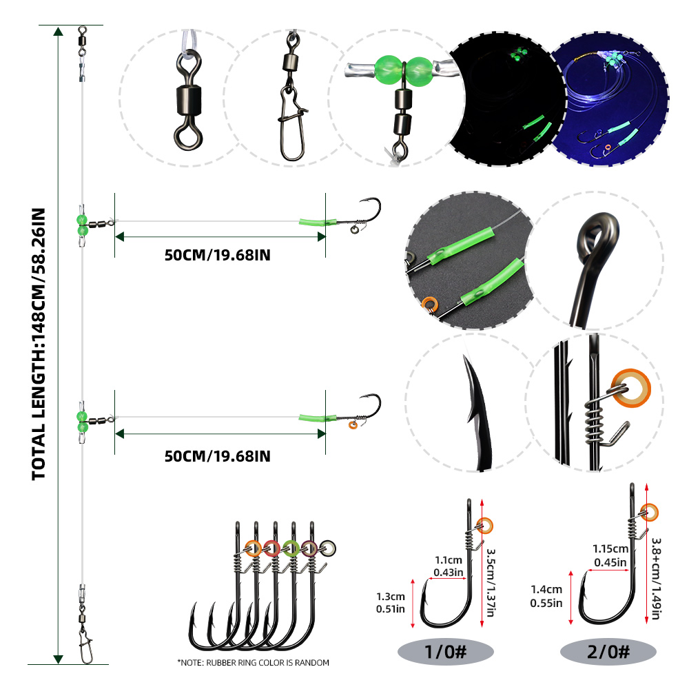 ZYZHE 1/3/5pcs Fishing Rigs Wi - Fishing Hook Size recension och pris