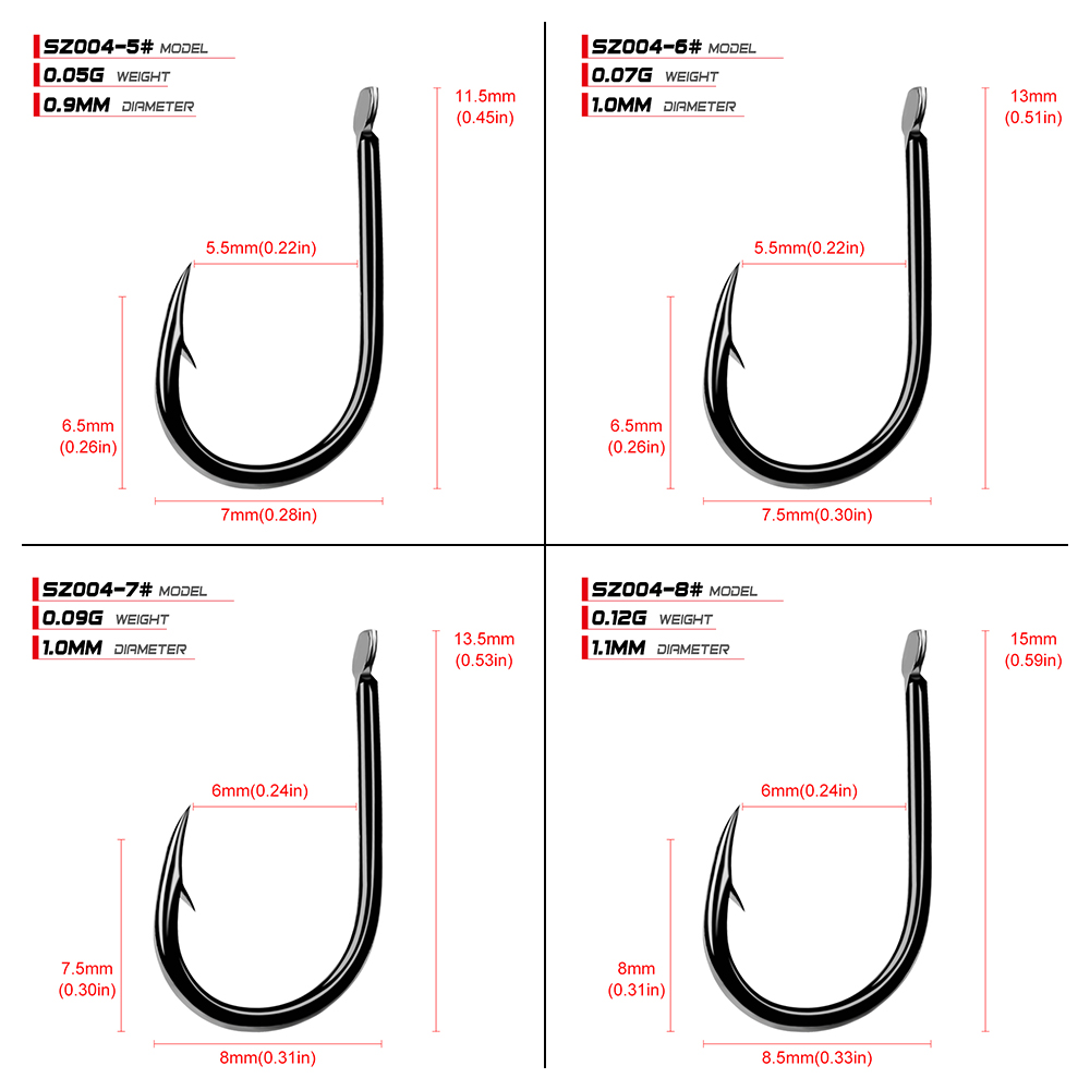 PROBEROS Fishhook 200pcs 1-15# - Fishing Hook Size recension och pris