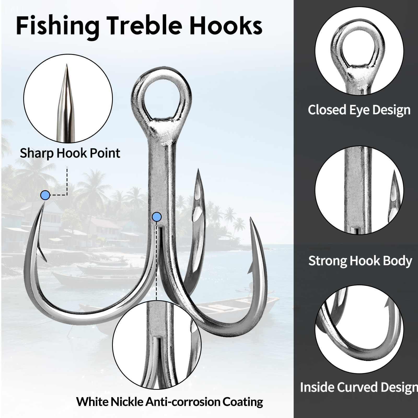 9KM Saltwater Treble Hooks 3X  - Fishing Hook Offset recension och pris