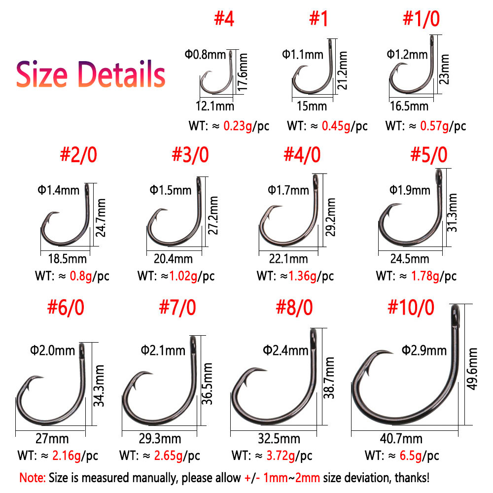 Bimoo 5pcs #4~8/ 0 Heavy Wide  - Fishing Hook Circle recension och pris