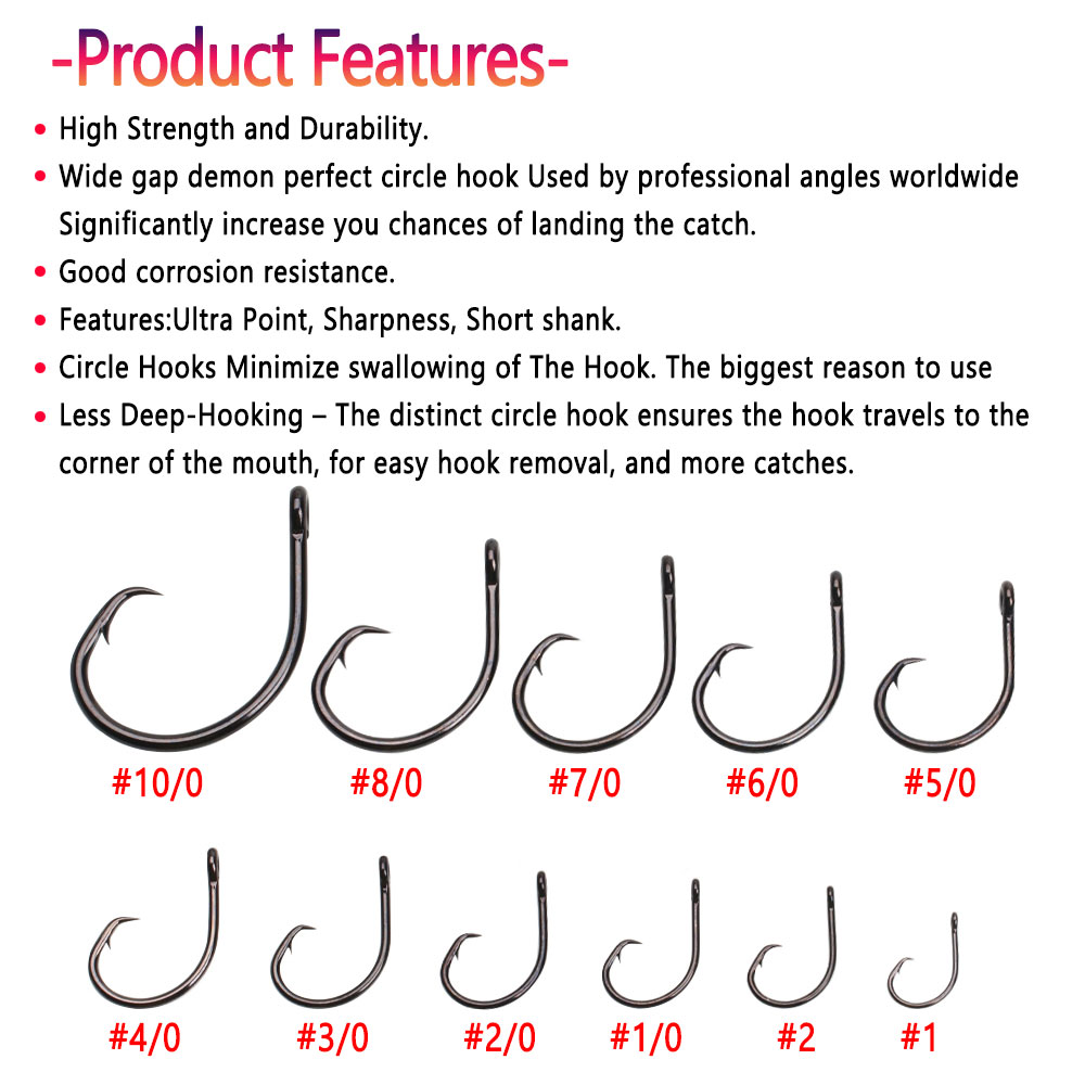 Bimoo 5pcs #4~8/ 0 Heavy Wide  - Fishing Hook Circle recension och pris